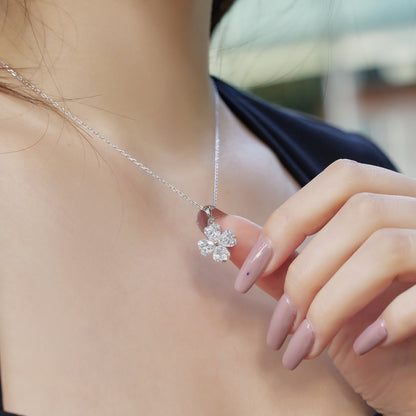 [Charm Aries Jewelry]Heart-Shaped Four-Leaf Clover Bead Necklace