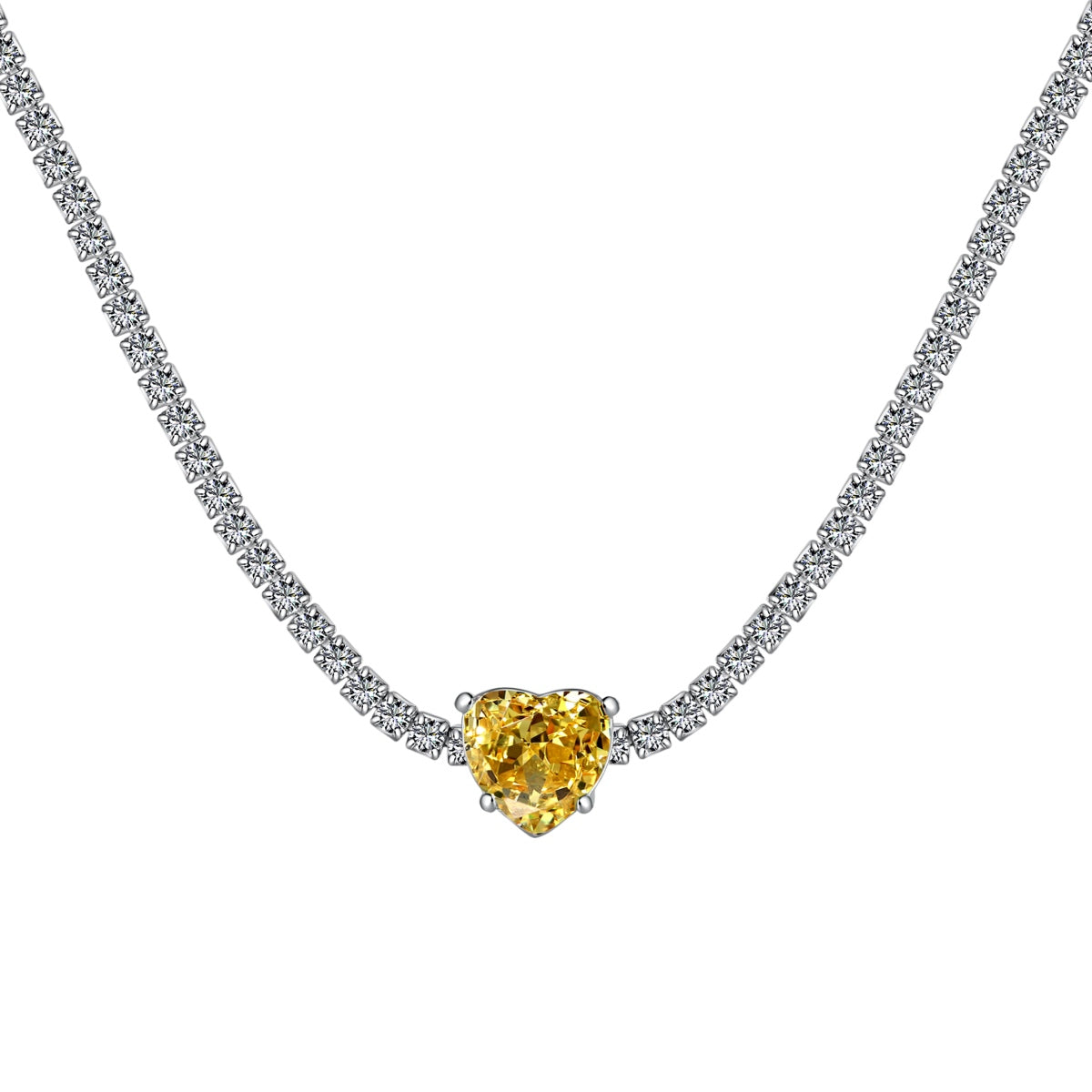 [Charm Aries Jewelry]2.0 Carat Sparkling Tennis Heart Cut Necklace
