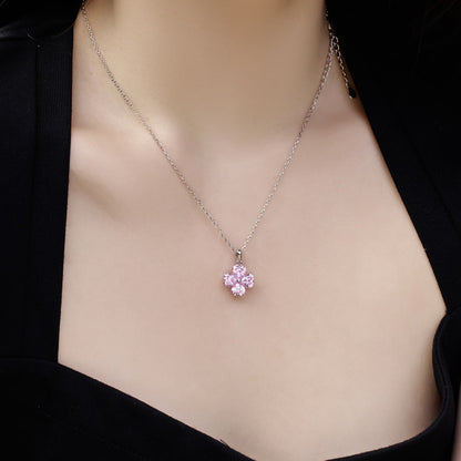 [Charm Aries Jewelry]Heart-Shaped Four-Leaf Clover Bead Necklace