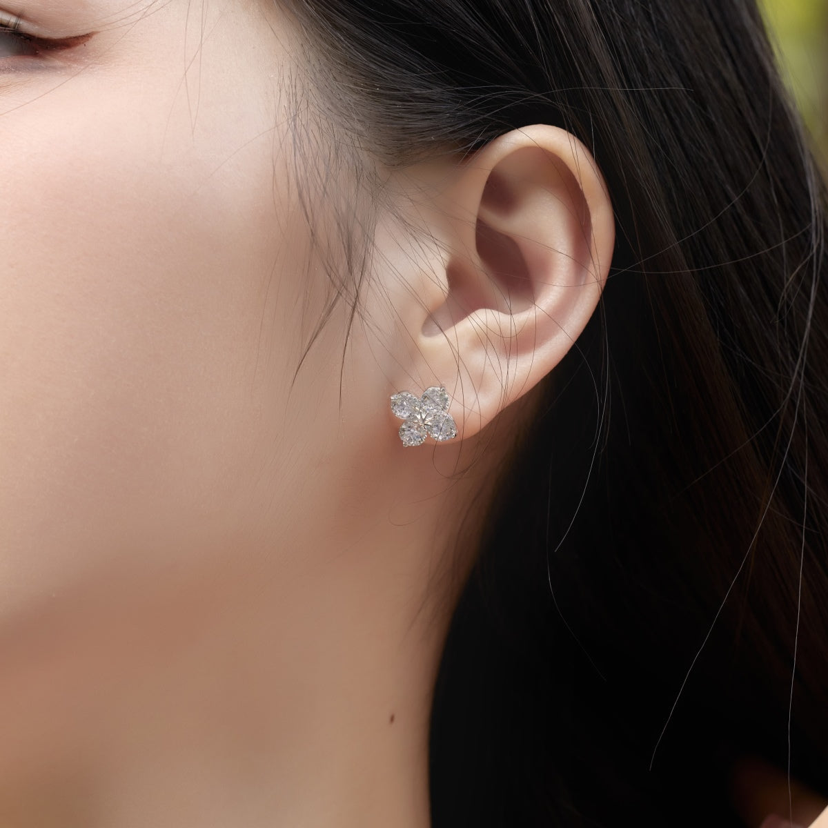 [Charm Aries Jewelry]Four-Leaf Clover Eight-Pointed Star Earrings