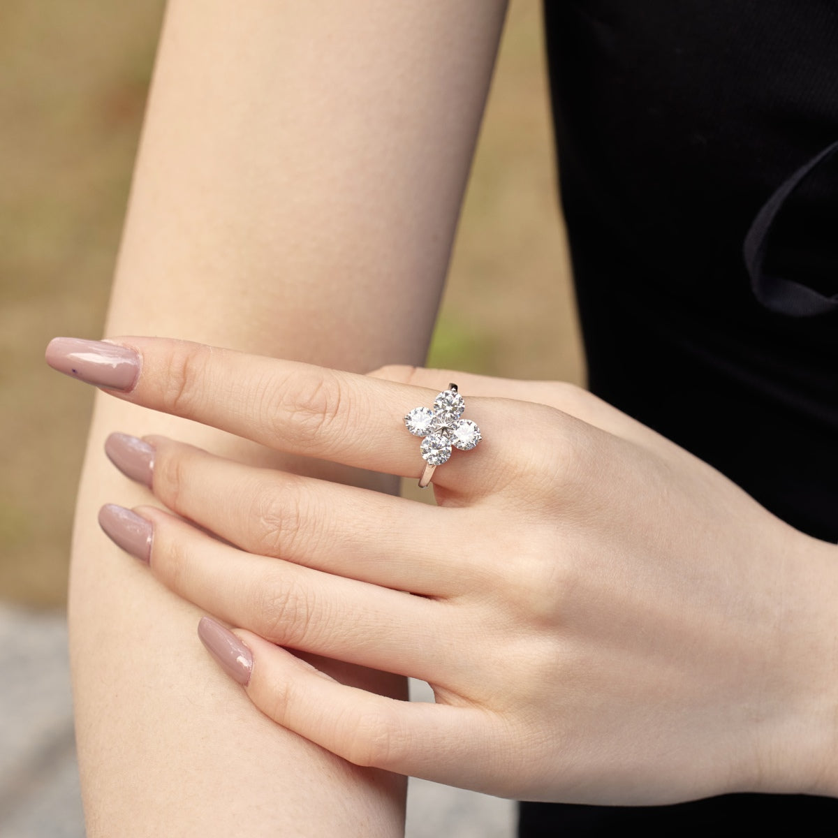 [Charm Aries Jewelry]Four-Leaf Clover Eight-Pointed Star Ring