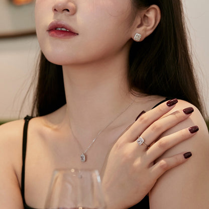 [Charm Aries Jewelry]1.0 Carat Luxurious Dainty Emerald Cut Daily Earrings