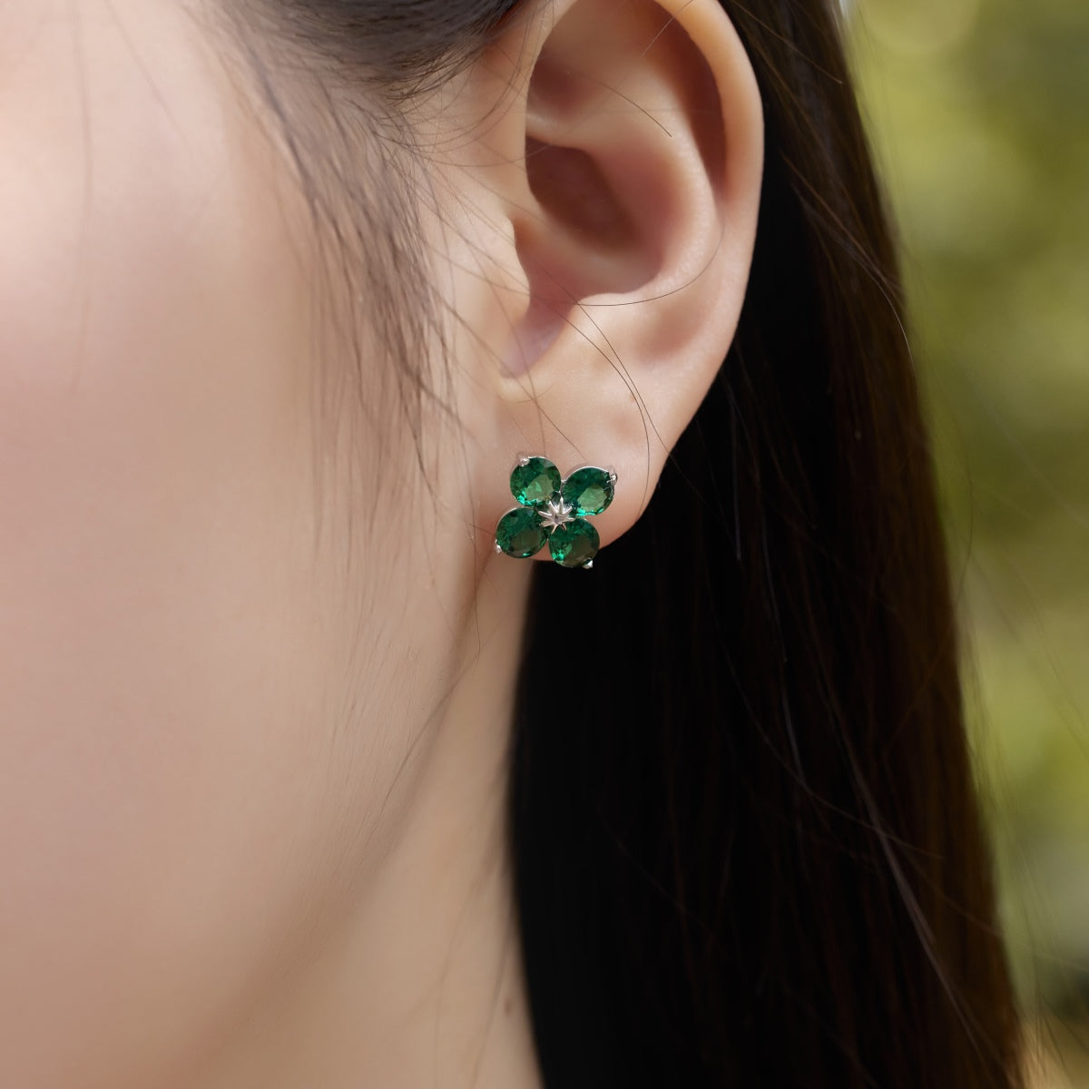 [Charm Aries Jewelry]Four-Leaf Clover Eight-Pointed Star Earrings