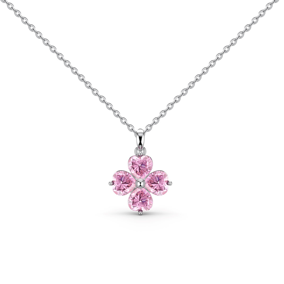 [Charm Aries Jewelry]Heart-Shaped Four-Leaf Clover Bead Necklace