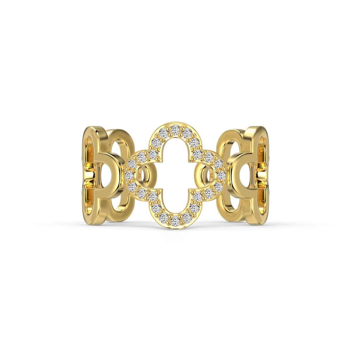 [Charm Aries Jewelry]Hollow Design Four-Leaf Clover Flower Shape Ring