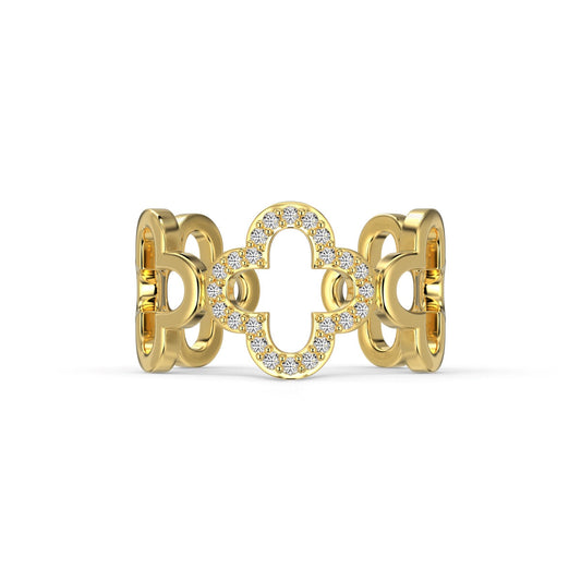 [Charm Aries Jewelry]Hollow Design Four-Leaf Clover Flower Shape Ring