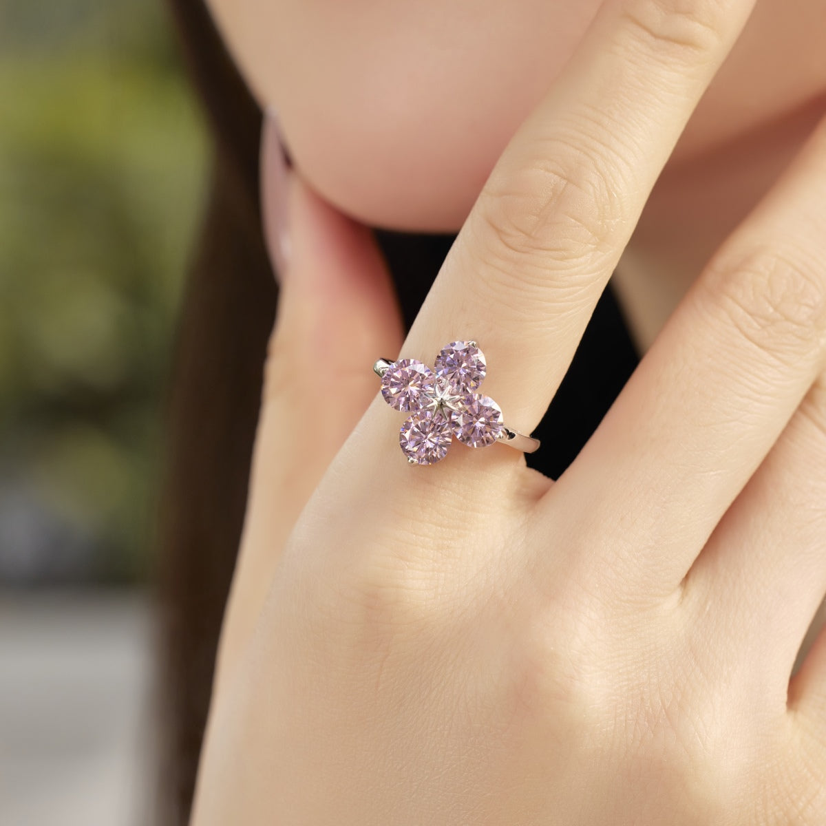 [Charm Aries Jewelry]Four-Leaf Clover Eight-Pointed Star Ring