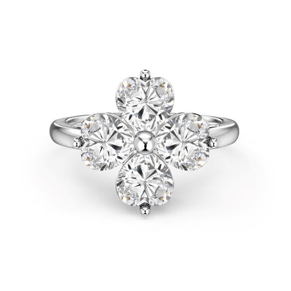 [Charm Aries Jewelry]Heart-shaped Four-Leaf Clover Ball Ring