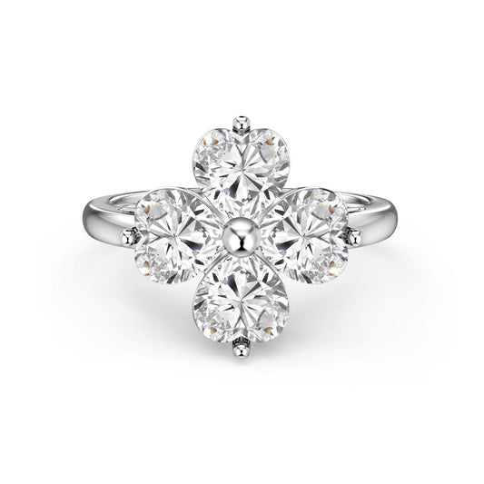 [Charm Aries Jewelry]Heart-shaped Four-Leaf Clover Ball Ring