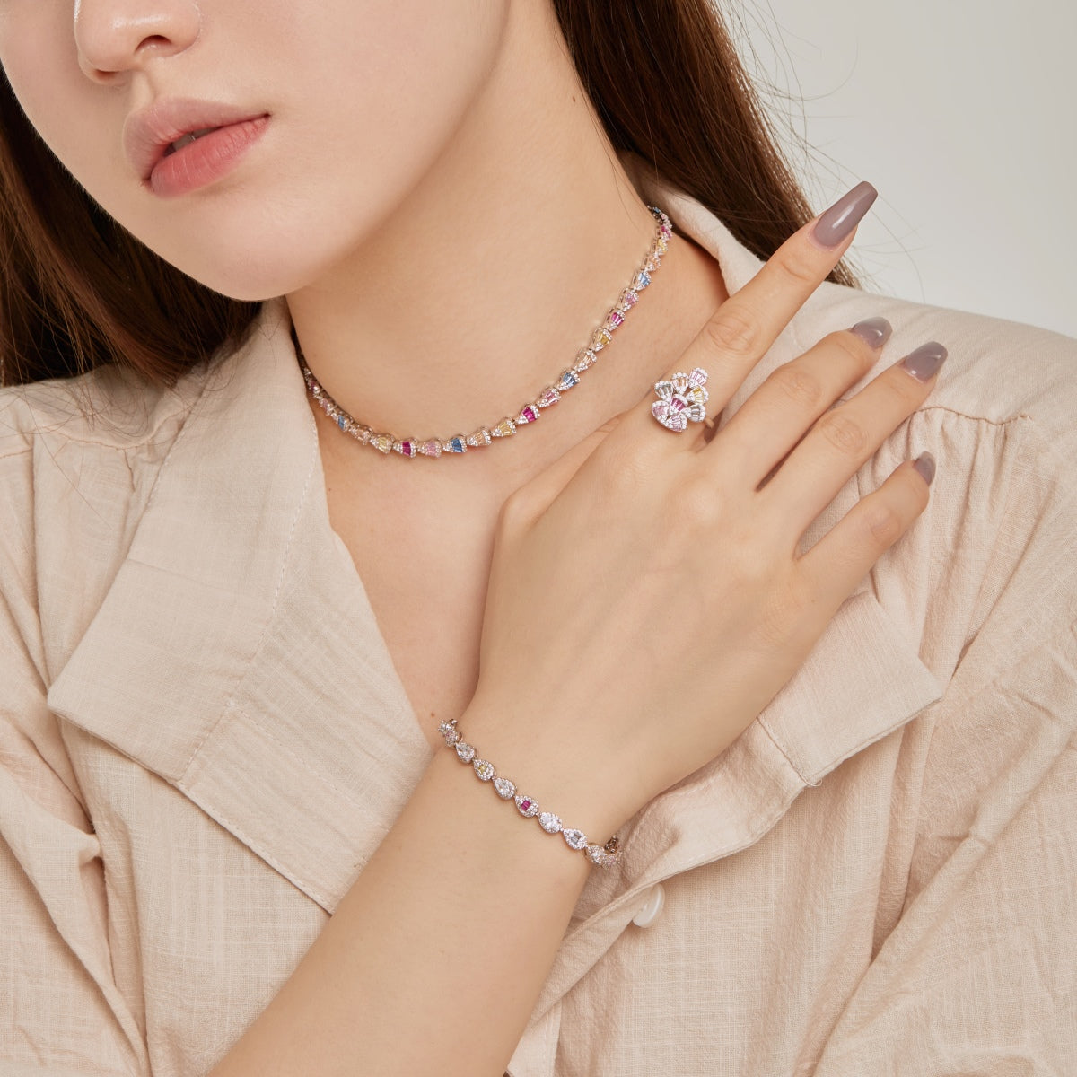 [Charm Aries Jewelry]0.25 Carat Radiant Water Drop Shape Daily Bracelet