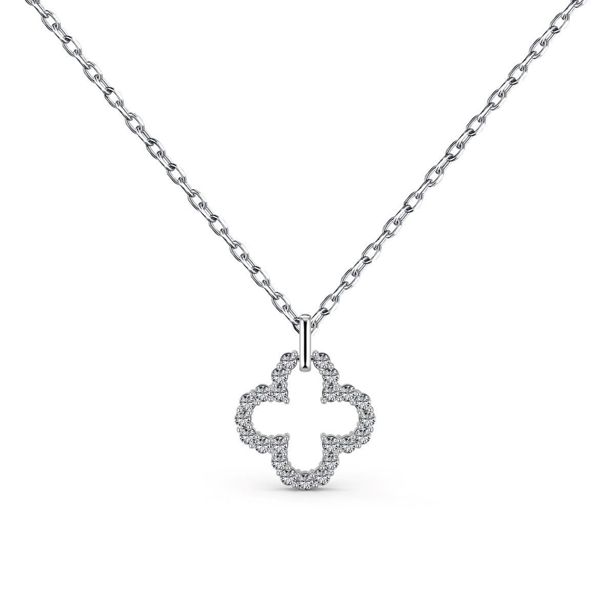 [Charm Aries Jewelry]Four-Leaf Clover Hollow Design Exquisite Necklace