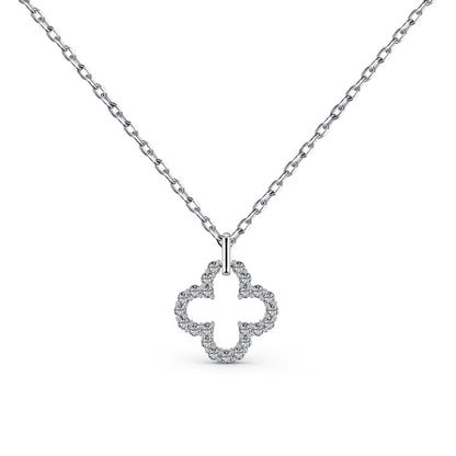 [Charm Aries Jewelry]Four-Leaf Clover Hollow Design Exquisite Necklace
