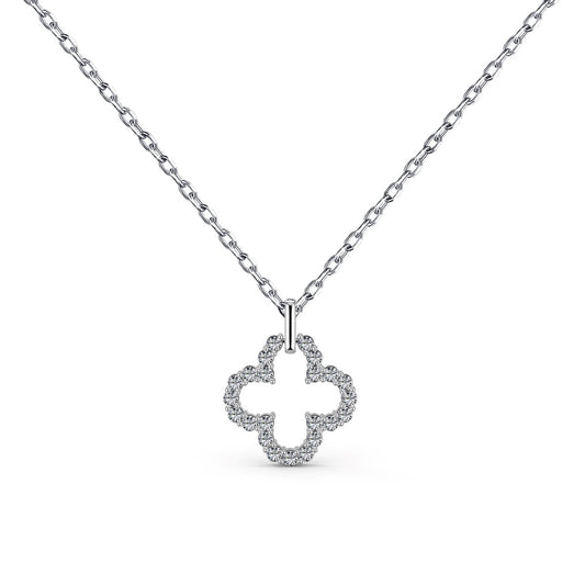 [Charm Aries Jewelry]Four-Leaf Clover Hollow Design Exquisite Necklace