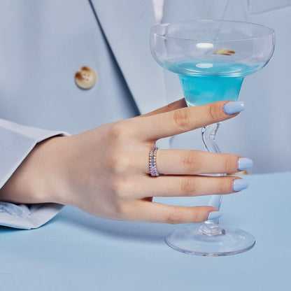 [Charm Aries Jewelry]Splashy Ornate Emerald Cut Cocktail Ring