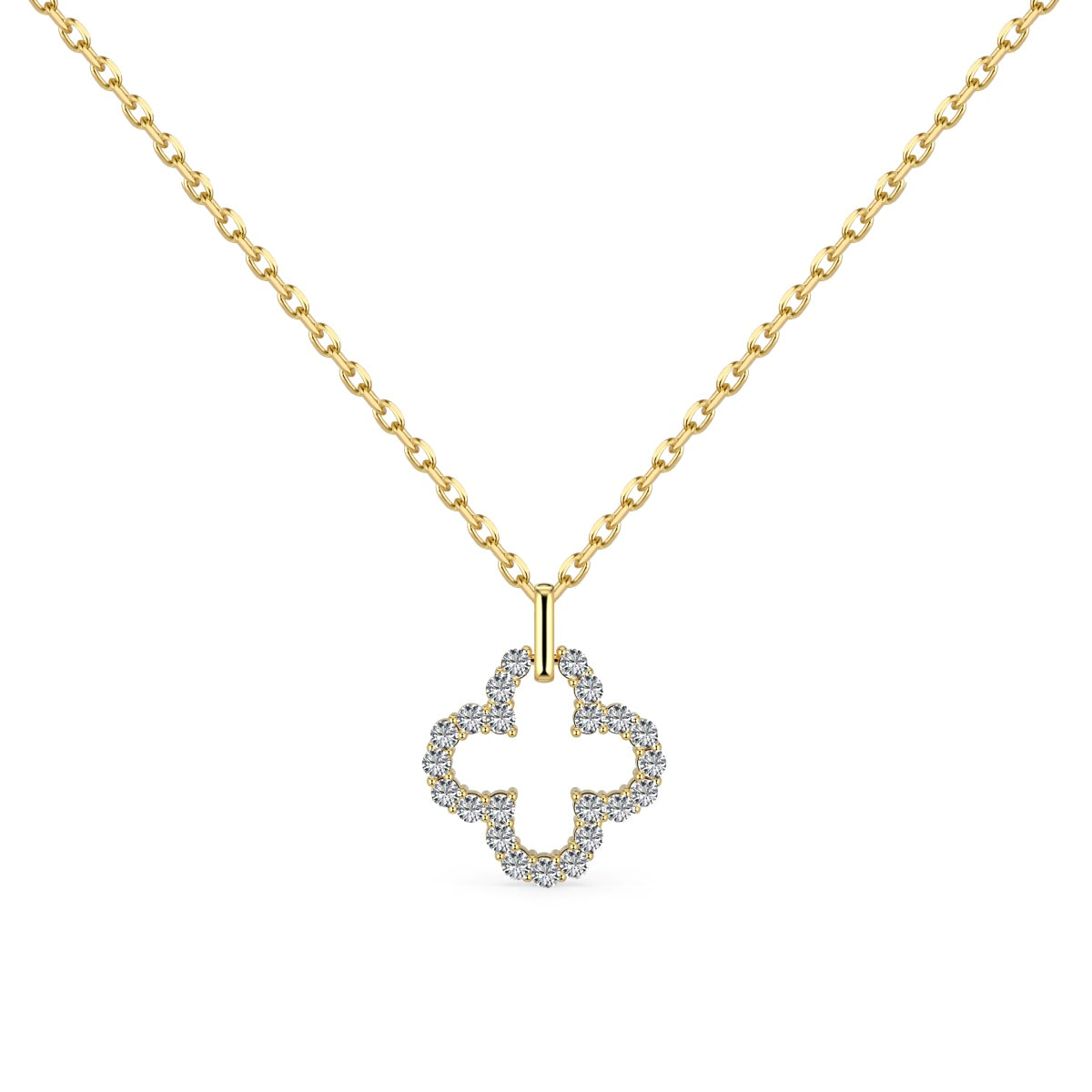 [Charm Aries Jewelry]Four-Leaf Clover Hollow Design Exquisite Necklace
