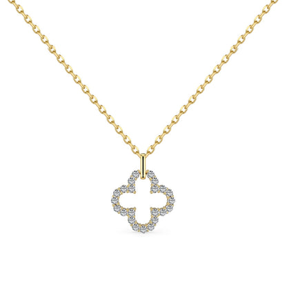 [Charm Aries Jewelry]Four-Leaf Clover Hollow Design Exquisite Necklace