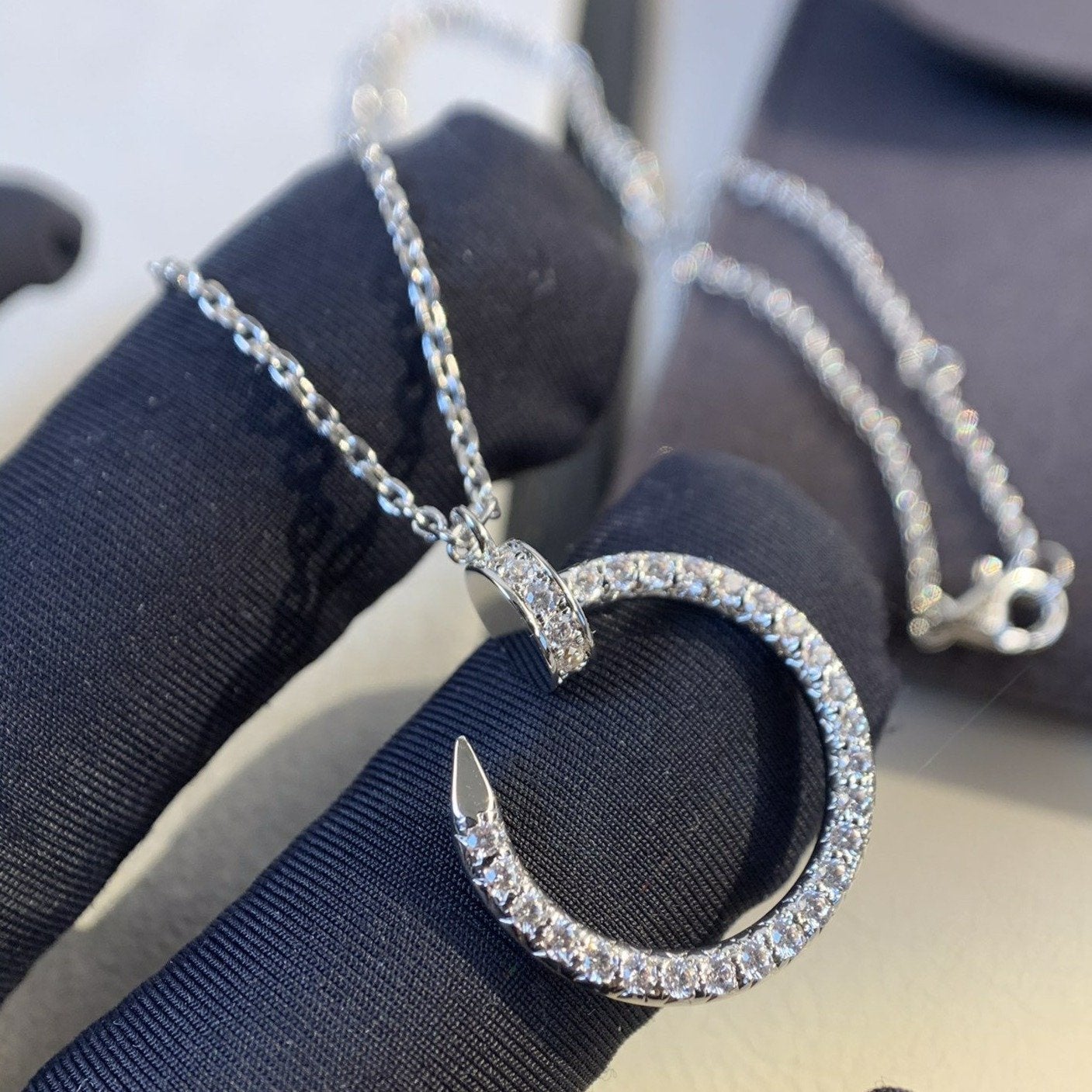 [Charm Aries Jewelry]JUSTE NECKLACE SILVER DIAMONDS