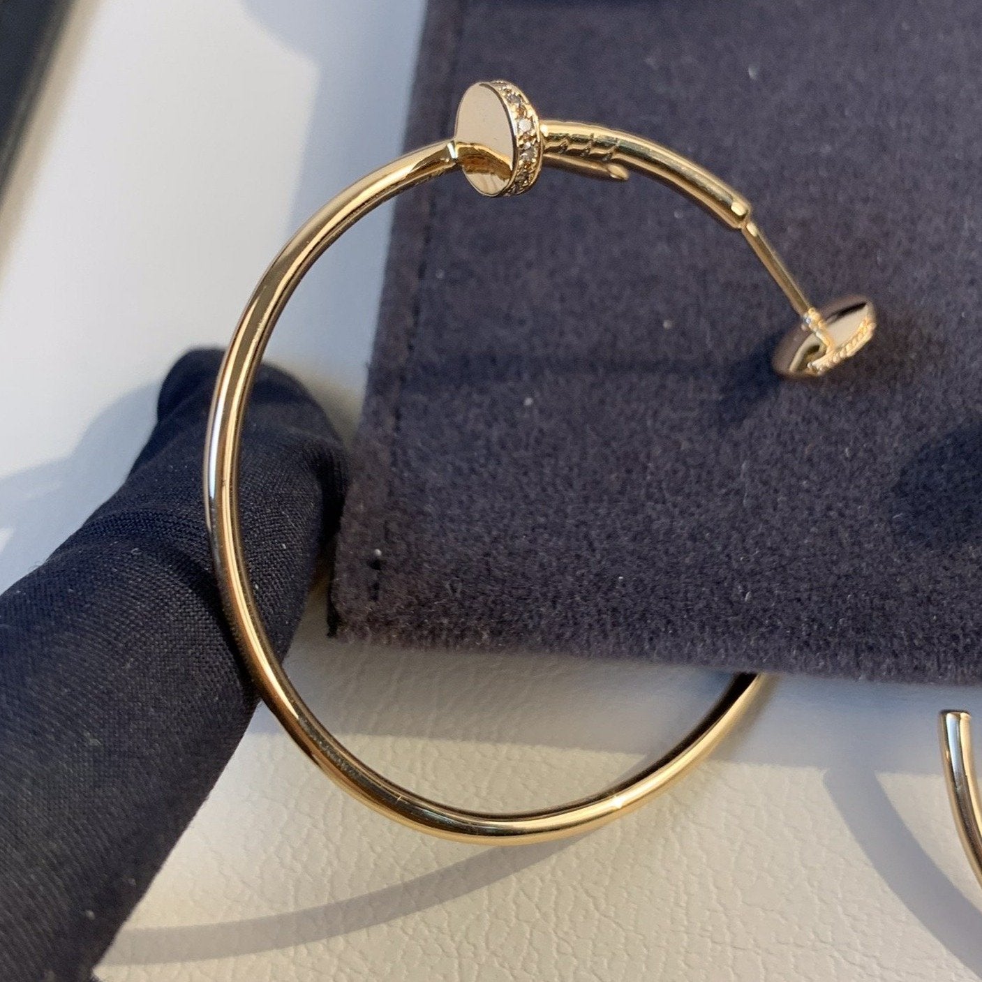[Charm Aries Jewelry]JUSTE EARRINGS GOLD DIAMONDS 1.8MM