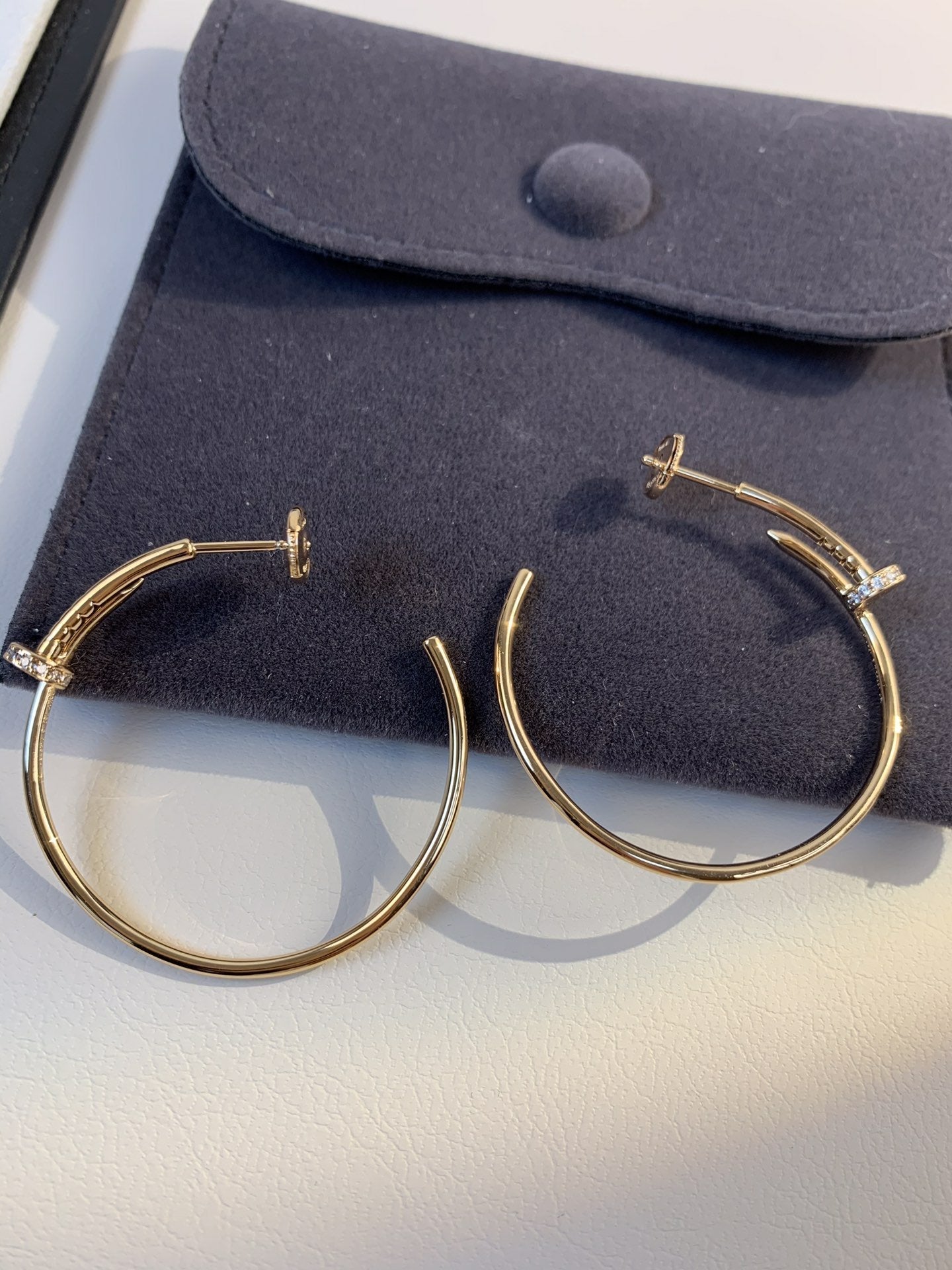 [Charm Aries Jewelry]JUSTE EARRINGS GOLD DIAMONDS 1.8MM