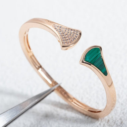 [Charm Aries Jewelry]DREAM BRACELET OPEN MALACHITE PINK GOLD