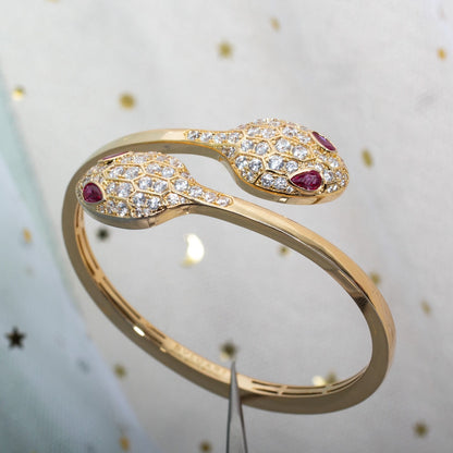 [Charm Aries Jewelry]SERPENTI BRACELET PINK GOLD DIAMOND DOUBLE SNAKE