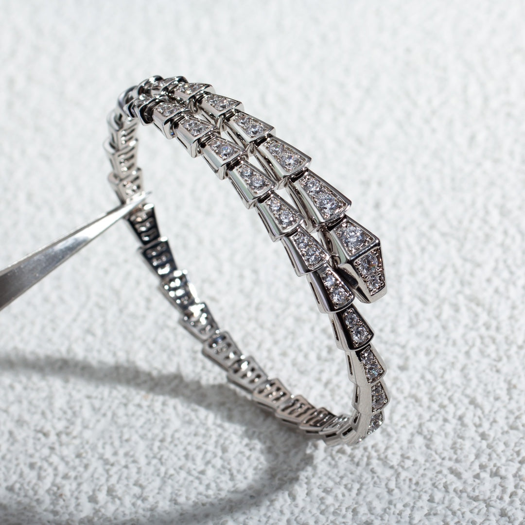 [Charm Aries Jewelry]SERPENTI BRACELET 6MM SILVER DIAMOND