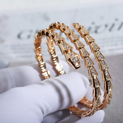 [Charm Aries Jewelry]SERPENTI BRACELET PINK GOLD DIAMOND DOUBLE ROW