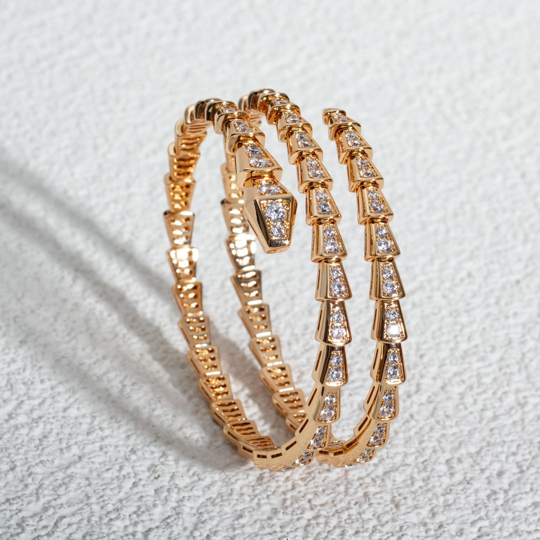 [Charm Aries Jewelry]SERPENTI BRACELET PINK GOLD DIAMOND DOUBLE ROW