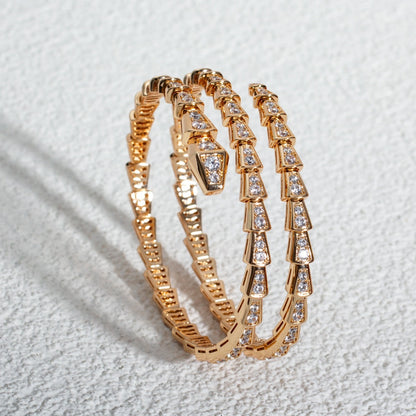 [Charm Aries Jewelry]SERPENTI BRACELET PINK GOLD DIAMOND DOUBLE ROW