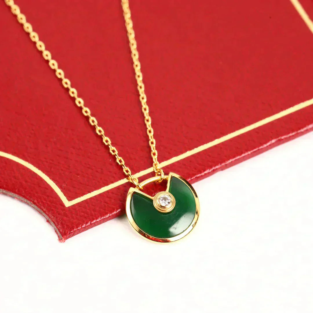 [Charm Aries Jewelry]AMULETTE GOLD MALACHITE NECKLACE