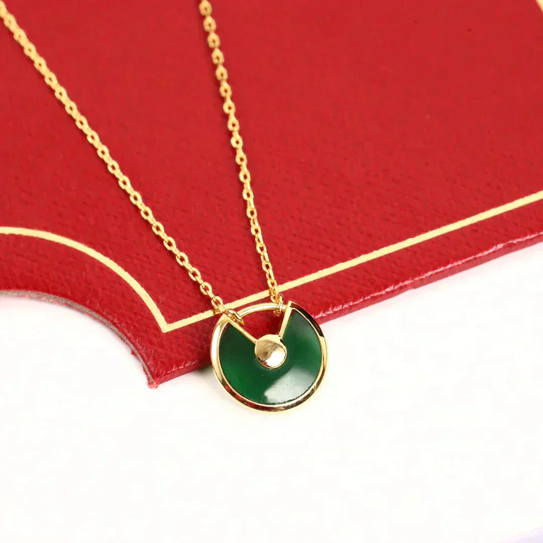 [Charm Aries Jewelry]AMULETTE GOLD MALACHITE NECKLACE