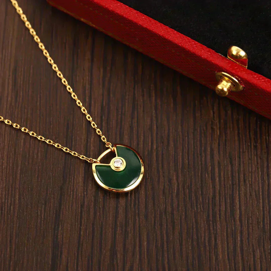 [Charm Aries Jewelry]AMULETTE GOLD MALACHITE NECKLACE