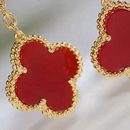 [Charm Aries Jewelry]CLOVER  2 MOTIF  TIGER EYE CARNELIAN EARRINGS