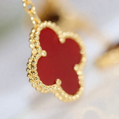 [Charm Aries Jewelry]CLOVER  2 MOTIF  TIGER EYE CARNELIAN EARRINGS