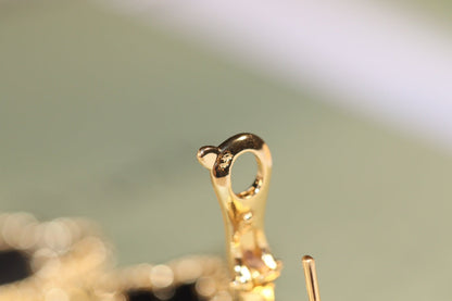 [Charm Aries Jewelry]CLOVER EARRINGS GOLD ONYX MOP 3 MOTIF
