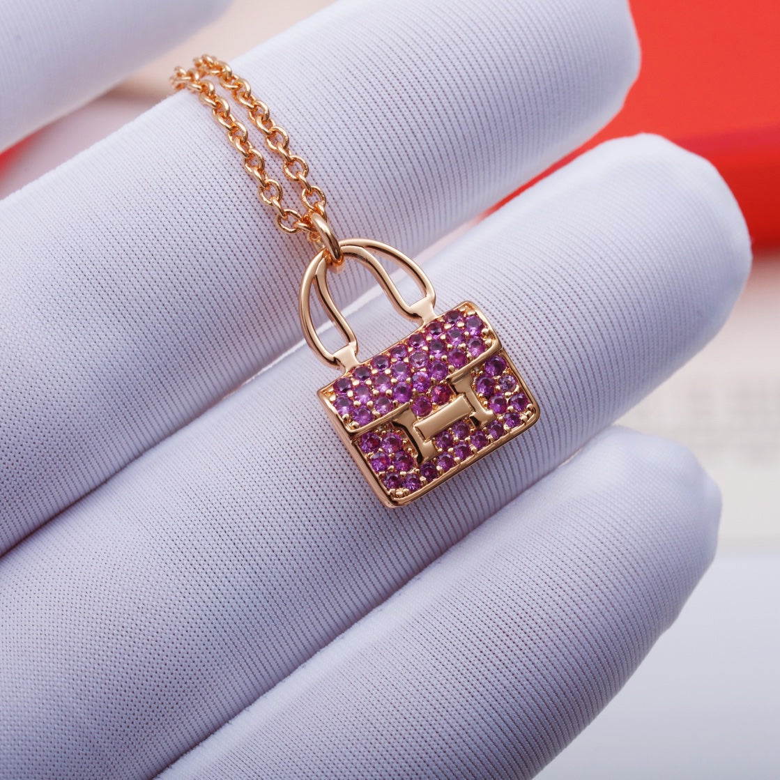 [Charm Aries Jewelry]CONSTANCE PEDANT PURPLE DIAMOND NECKLACE