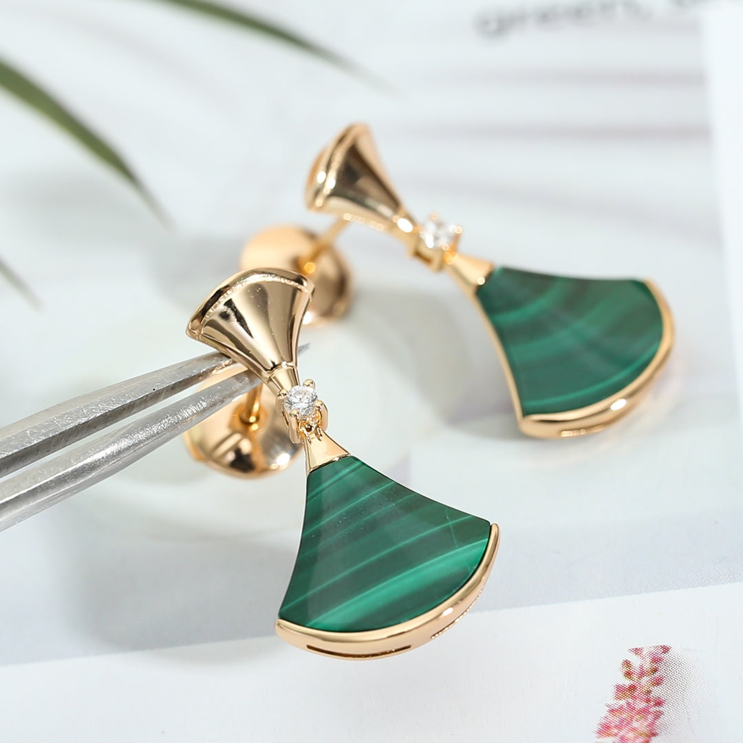 [Charm Aries Jewelry]DREAM MALACHITE PINK GOLD EARRINGS