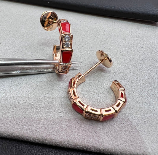 [Charm Aries Jewelry]SERPENTI CARNELIAN PINK GOLD EARRINGS