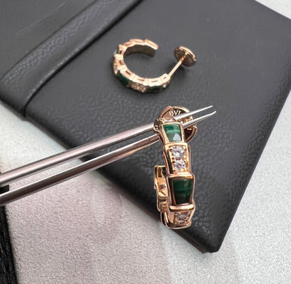 [Charm Aries Jewelry]SERPENTI MALACHITE PINK GOLD EARRINGS