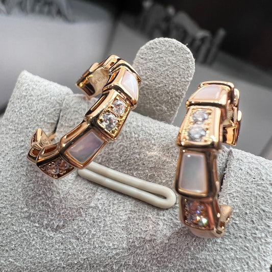 [Charm Aries Jewelry]SERPENTI MOP PINK GOLD EARRINGS
