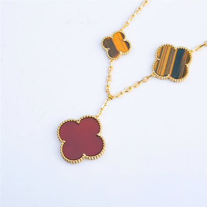[Charm Aries Jewelry]CLOVER BRACELET 5 MOTIFS CARNELIAN TIGER EYE