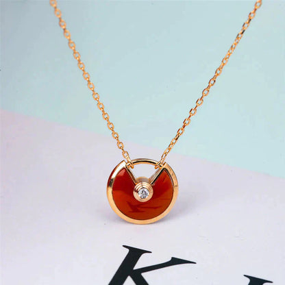 [Charm Aries Jewelry]AMULETTE GOLD CARNELIAN ONYX NECKLACE