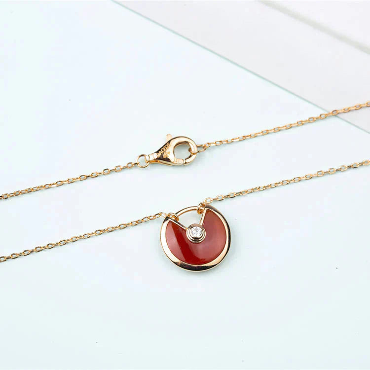 [Charm Aries Jewelry]AMULETTE GOLD CARNELIAN ONYX NECKLACE