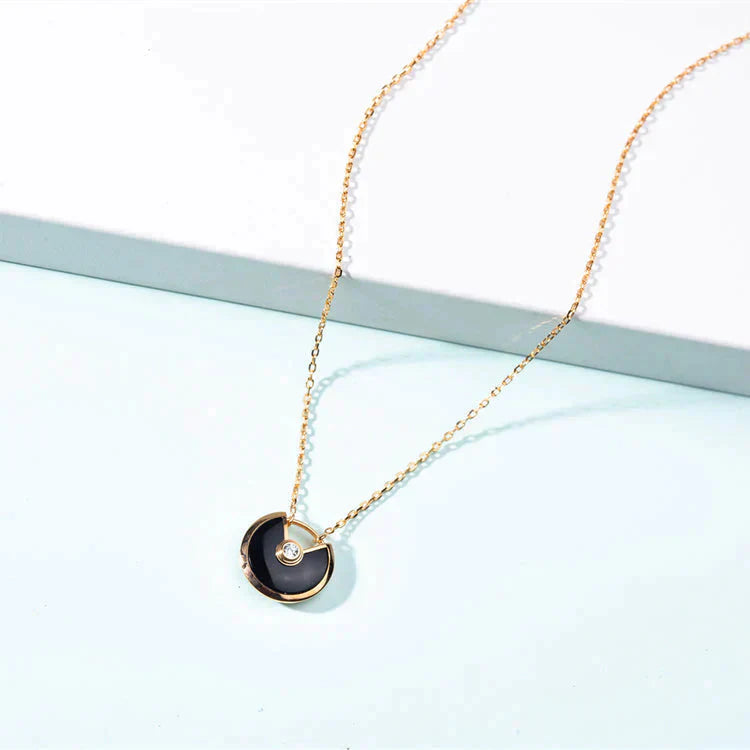 [Charm Aries Jewelry]AMULETTE GOLD CARNELIAN ONYX NECKLACE