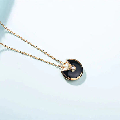 [Charm Aries Jewelry]AMULETTE GOLD CARNELIAN ONYX NECKLACE