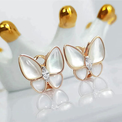 [Charm Aries Jewelry]BUTTERFLY MOP DIAMOND EARRINGS