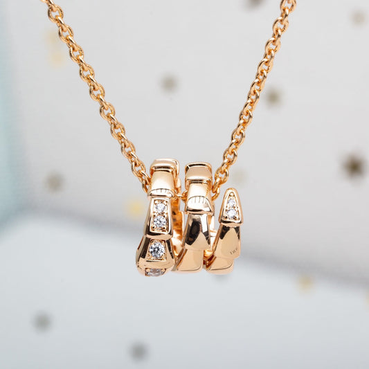 [Charm Aries Jewelry]SERPENTI PINK GOLD NECKLACE DIAMOND