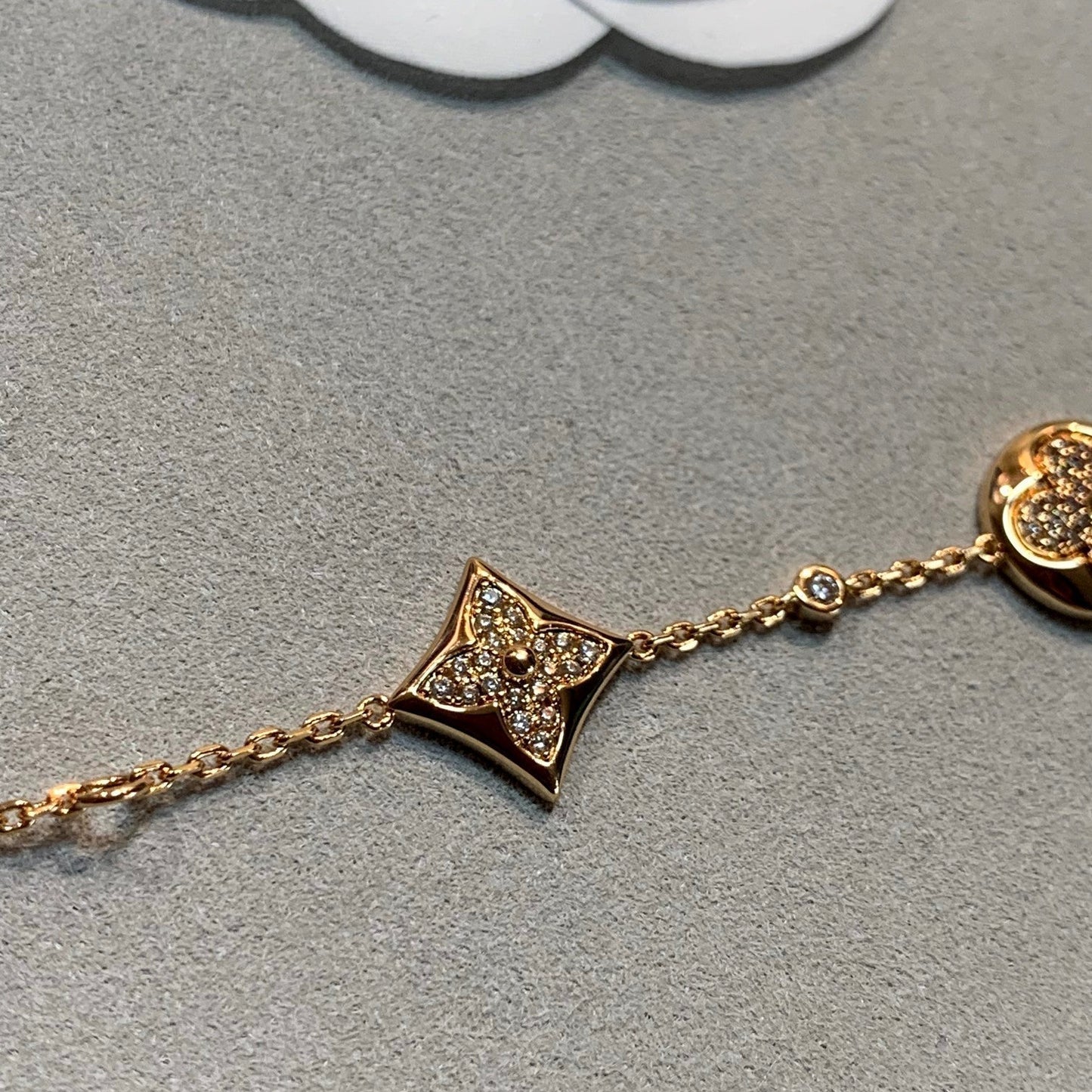 [Charm Aries Jewelry]STAR AND SUN 4 MOTIFS GOLD DIAMONDS BRACELET
