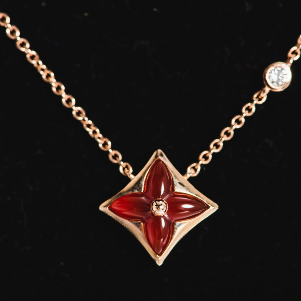 [Charm Aries Jewelry]STAR NECKLACE PINK GOLD 1 DIAMOND