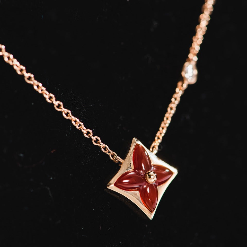 [Charm Aries Jewelry]STAR NECKLACE PINK GOLD 1 DIAMOND
